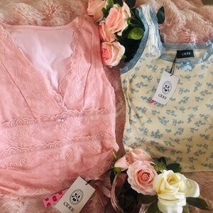 Just in NWT 2 pc Cider Coquette Cami and lace top Set